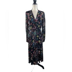 Reformation Floral V Neck Long Sleeve Maxi Dress Large